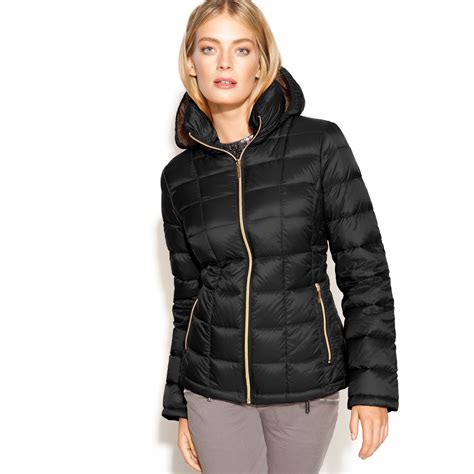 michael kors women's puffer jacket waist length with hood|Michael Kors puffer jacket packable.